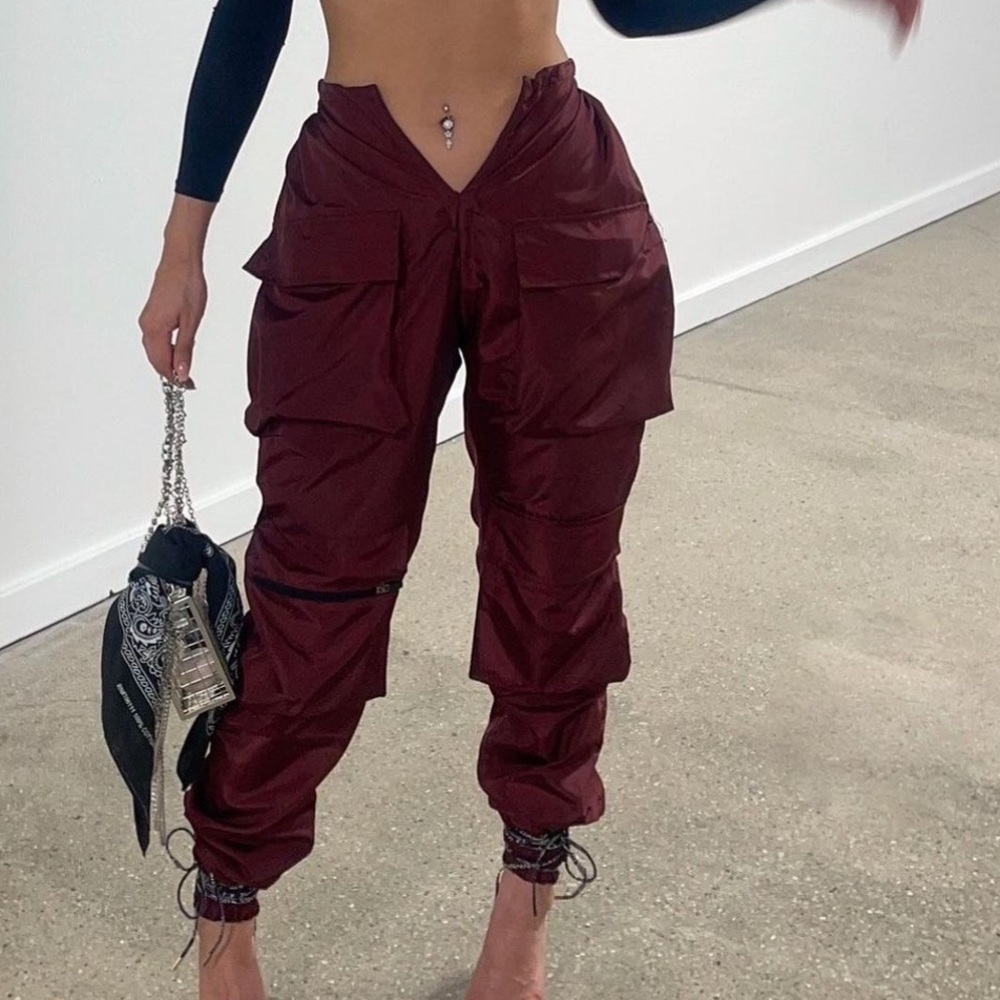 Maroon V cut Varenne Cargo Joggers